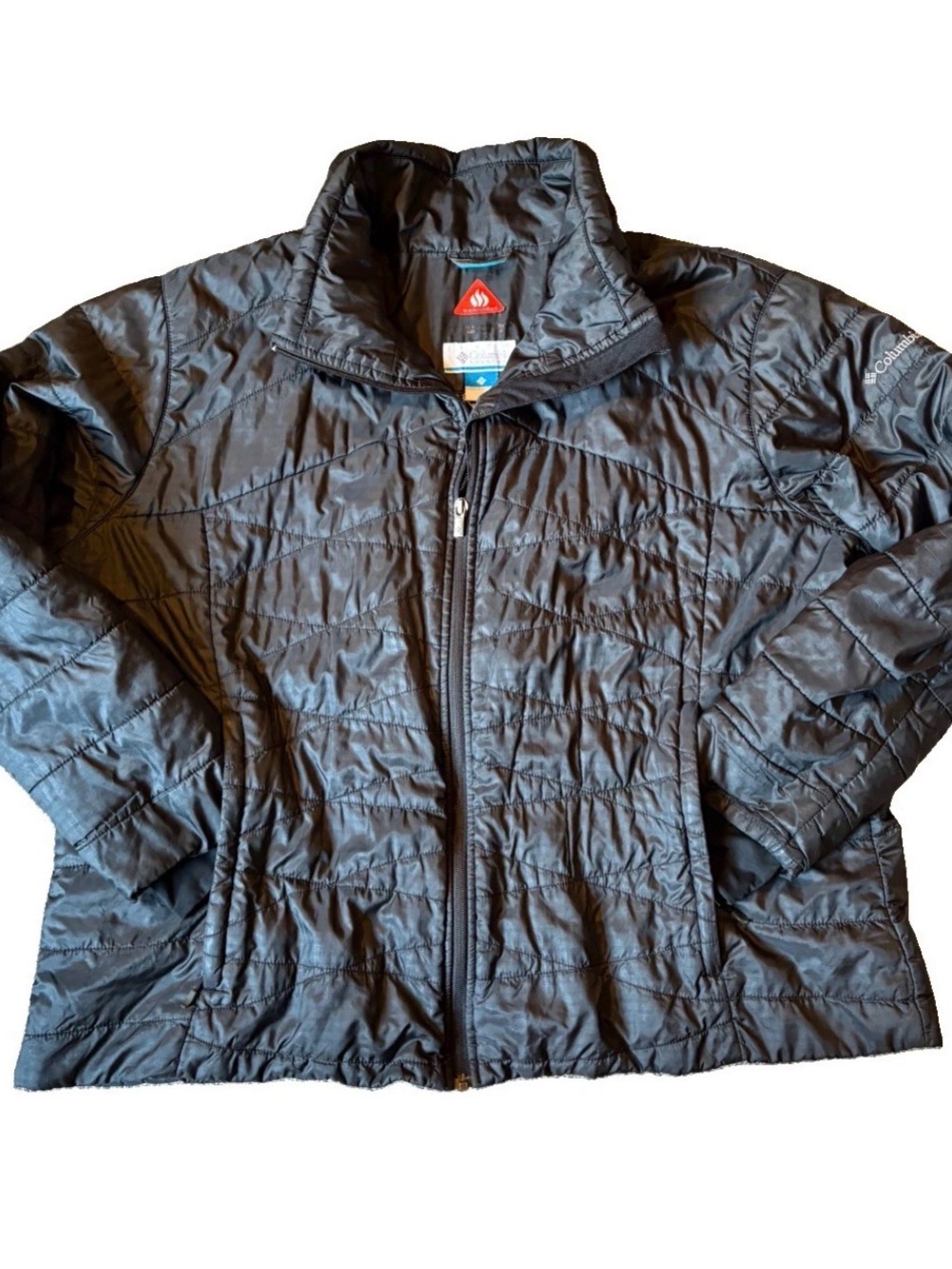 Columbia Omni Heat Black Lightweight Puffer Jacket Womens Size 3X Full Zip